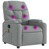 Massage Recliner Chair Light Grey Fabric - Front View