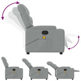 Massage Recliner Chair Light Grey Fabric - Low Angle