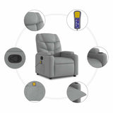 Massage Recliner Chair Light Grey Fabric - Extra Image
