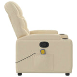 Massage Recliner Chair Cream Fabric - Rear View