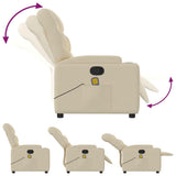 Massage Recliner Chair Cream Fabric - Low Angle
