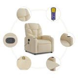 Massage Recliner Chair Cream Fabric - Extra Image