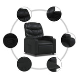 Recliner Chair Black Faux Leather - Close-Up Angle