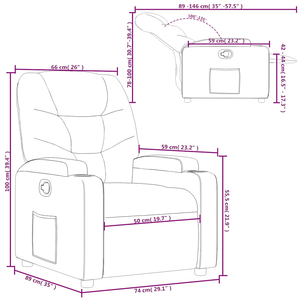 Recliner Chair Black Faux Leather