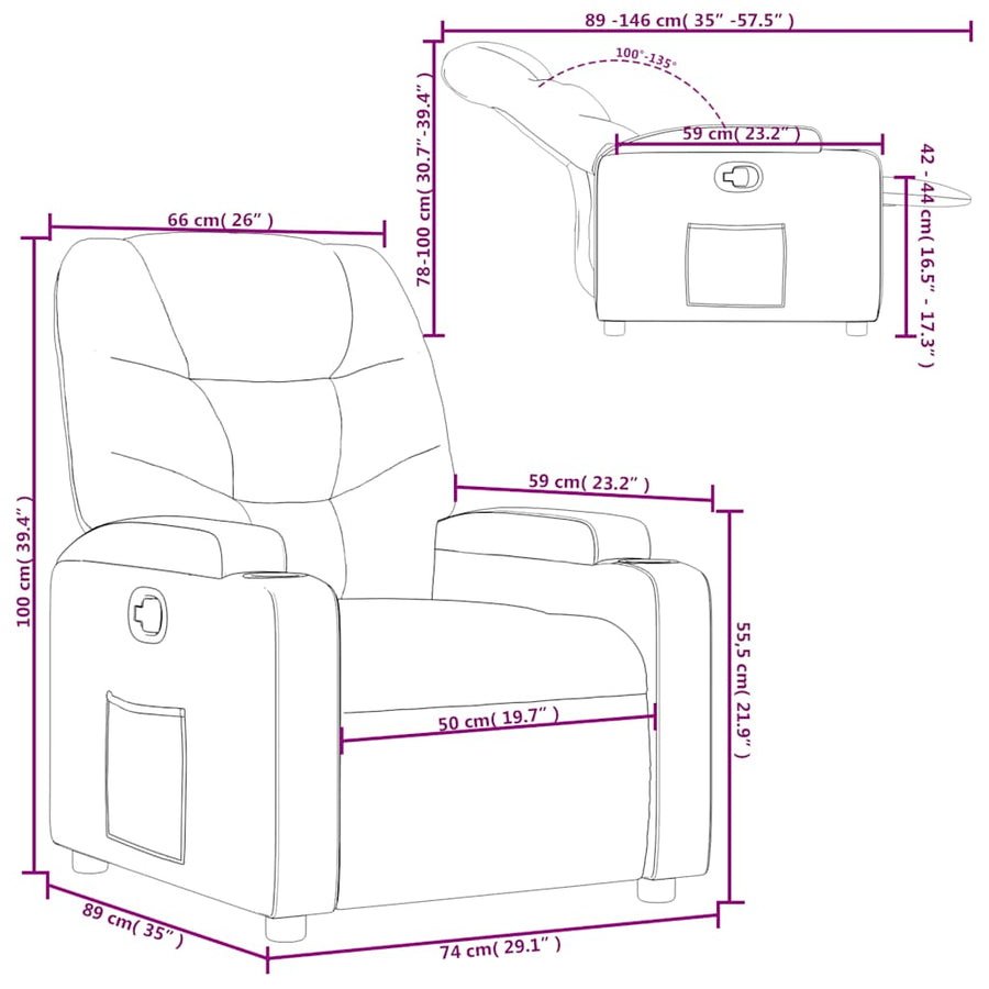 Recliner Chair Black Faux Leather