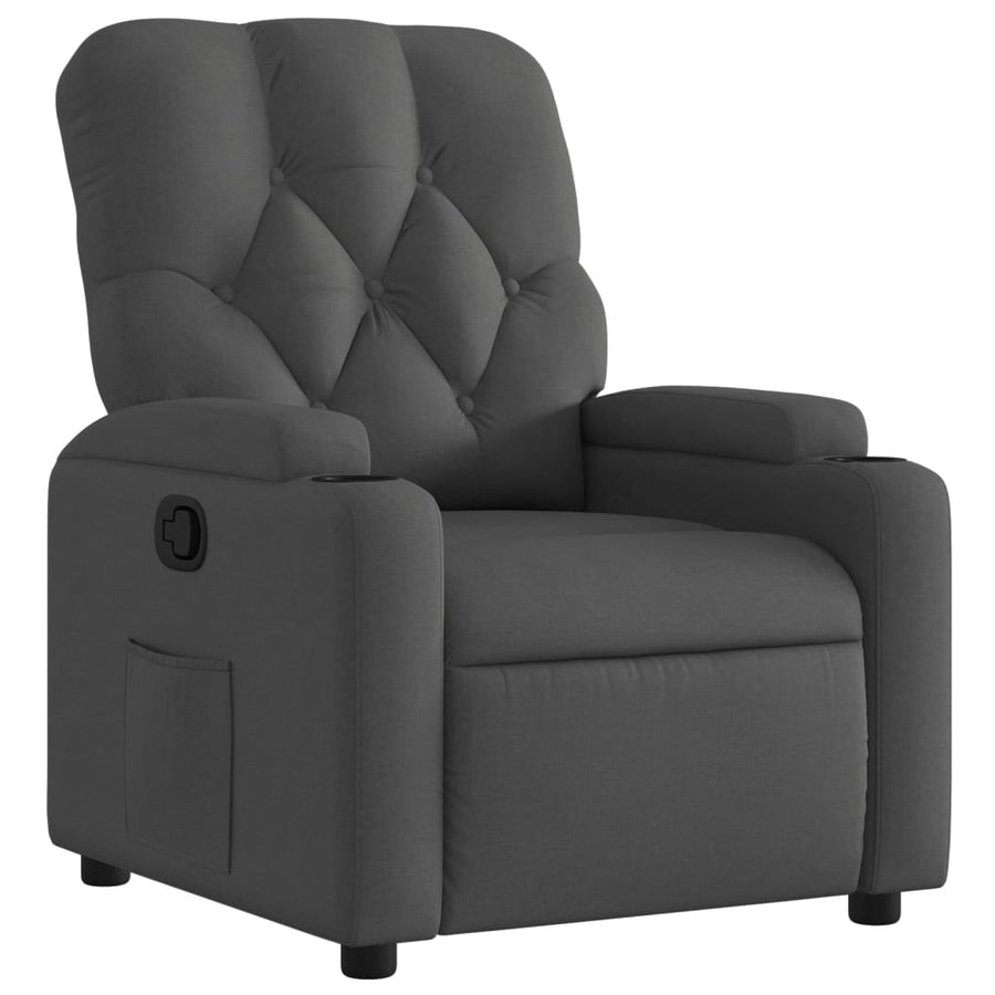Recliner Chair Dark Grey Fabric
