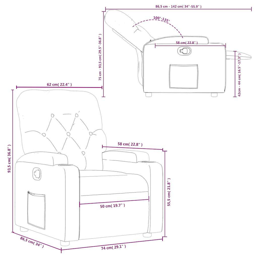 Recliner Chair Dark Grey Fabric