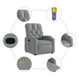 Massage Recliner Chair Light Grey Fabric - Close-Up Angle