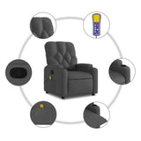 Massage Recliner Chair Dark Grey Fabric - Close-Up Angle