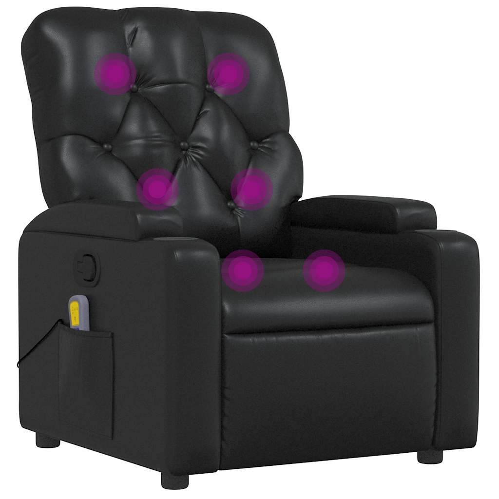 Massage Recliner Chair Black Faux Leather