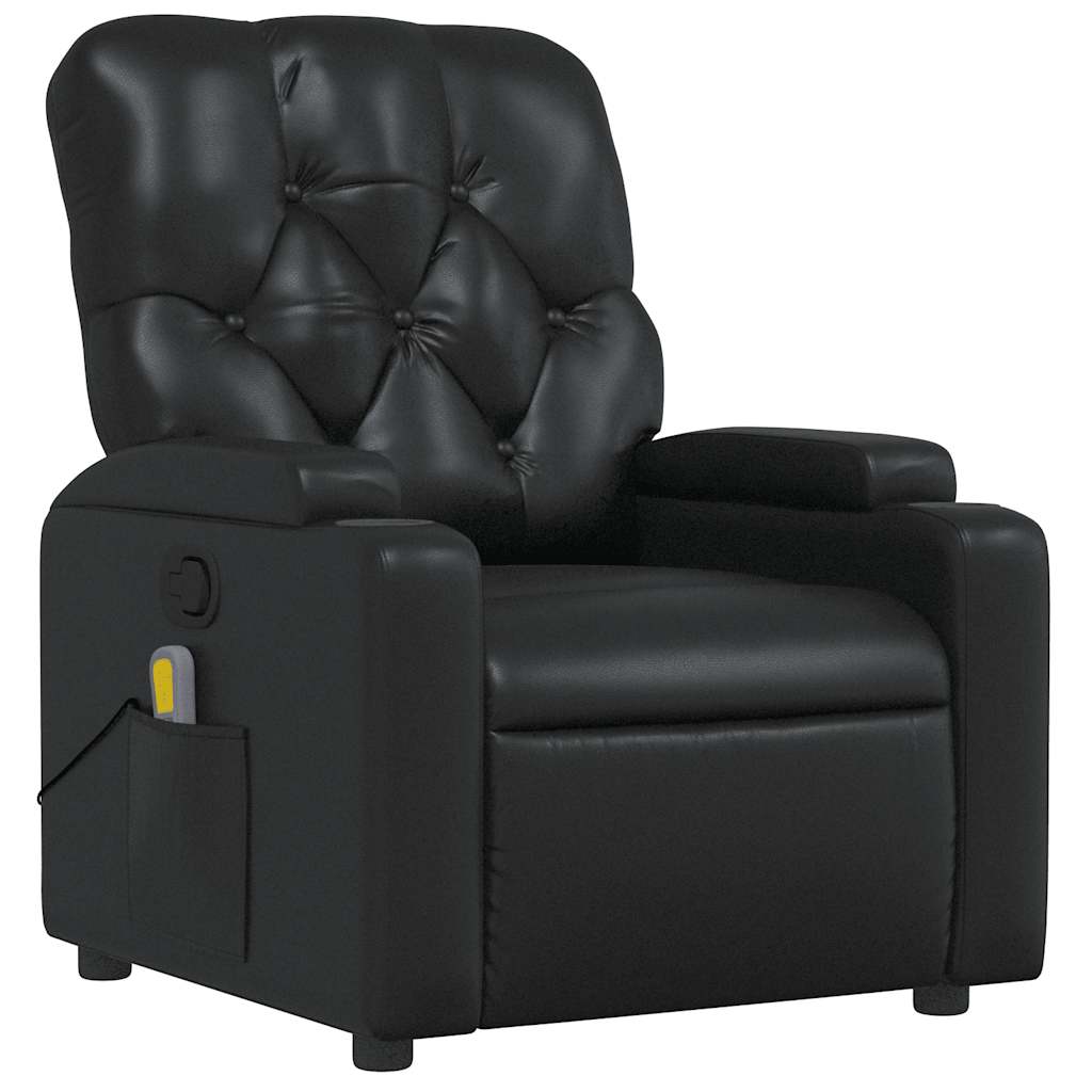 Massage Recliner Chair Black Faux Leather