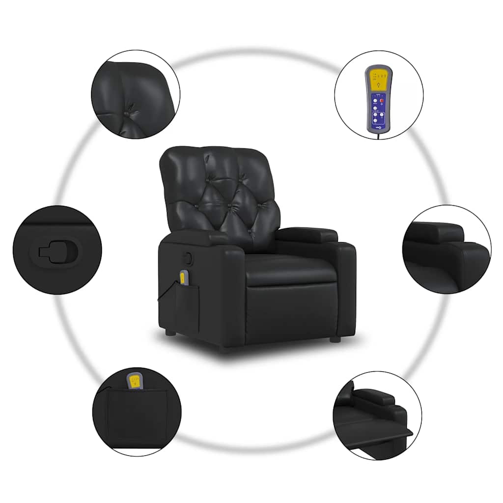 Massage Recliner Chair Black Faux Leather