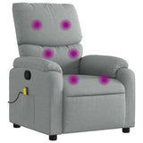 Massage Recliner Chair Light Grey Fabric - Front View