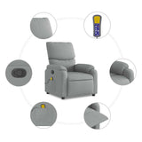 Massage Recliner Chair Light Grey Fabric - Extra Image