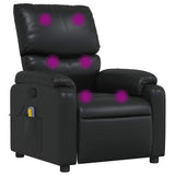 Massage Recliner Chair Black Faux Leather - Front View