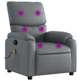 Massage Recliner Chair Grey Faux Leather - Front View