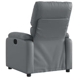 Massage Recliner Chair Grey Faux Leather - Close-Up Angle