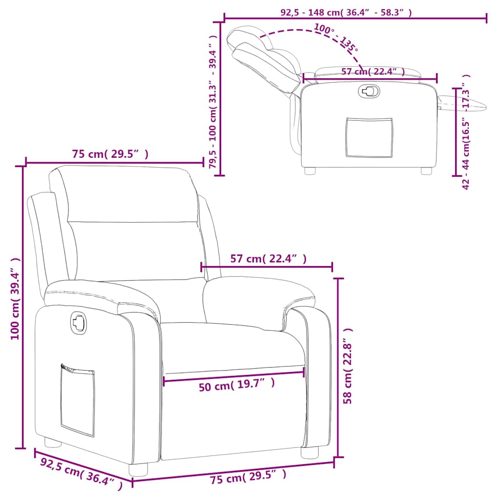 Recliner Chair Dark Grey Fabric