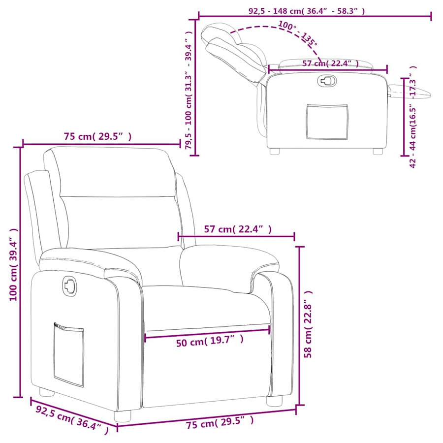 Recliner Chair Dark Grey Fabric