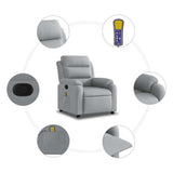 Massage Recliner Chair Light Grey Fabric