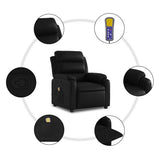 Massage Recliner Chair Black Faux Leather - Close-Up Angle