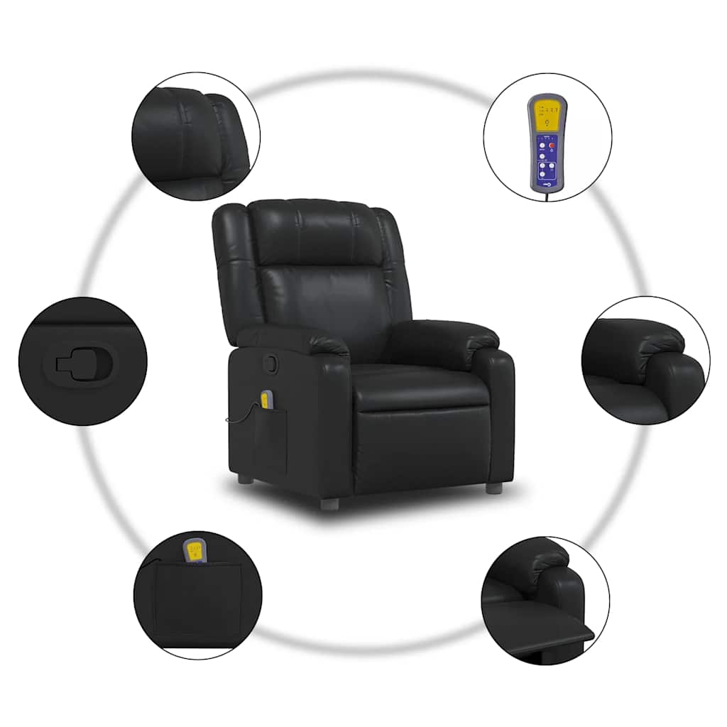 Massage Recliner Chair Black Faux Leather