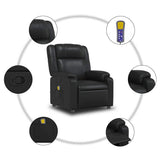 Massage Recliner Chair Black Faux Leather - Close-Up Angle