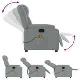 Massage Recliner Chair Light Grey Fabric - Rear View