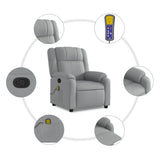 Massage Recliner Chair Light Grey Fabric - Close-Up Angle