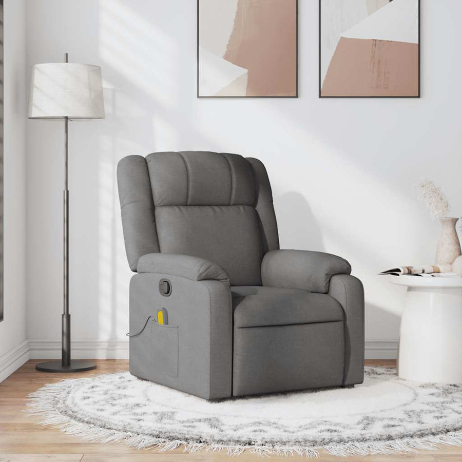 Massage Recliner Chair Dark Grey Fabric