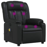 Massage Recliner Chair Black Faux Leather - Front View