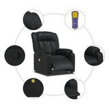 Massage Recliner Chair Black Faux Leather - Close-Up Angle