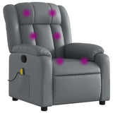 Massage Recliner Chair Grey Faux Leather - Front View