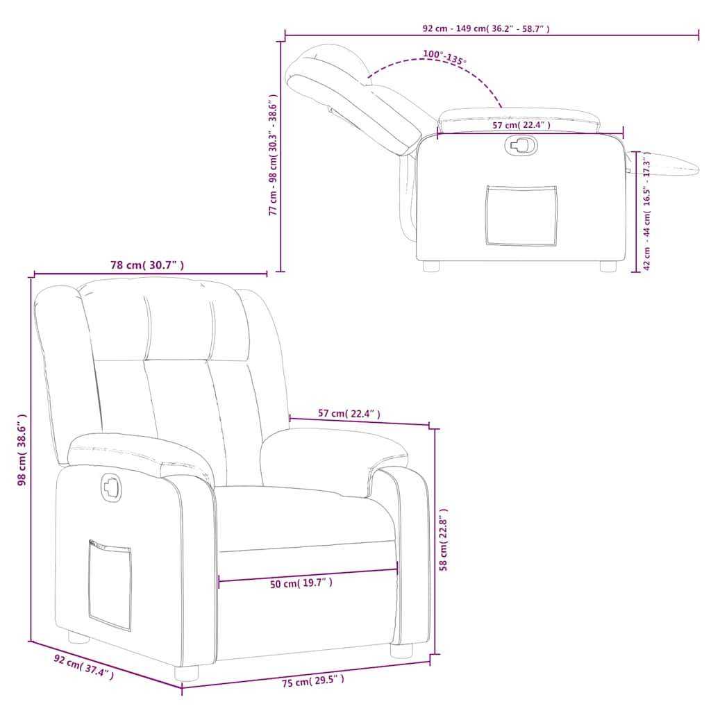 Recliner Chair Dark Grey Fabric
