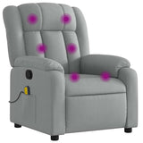 Massage Recliner Chair Light Grey Fabric - Front View