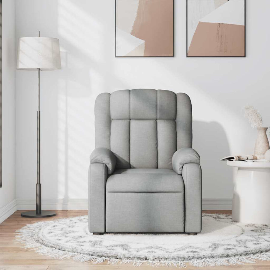 Massage Recliner Chair Light Grey Fabric