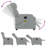 Massage Recliner Chair Light Grey Fabric - Rear View