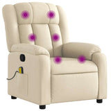 Massage Recliner Chair Cream Fabric - Front View