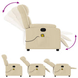 Massage Recliner Chair Cream Fabric - Rear View