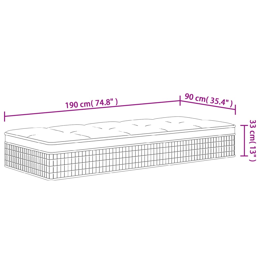Pocket Spring Mattress Medium Plus 90x190 cm