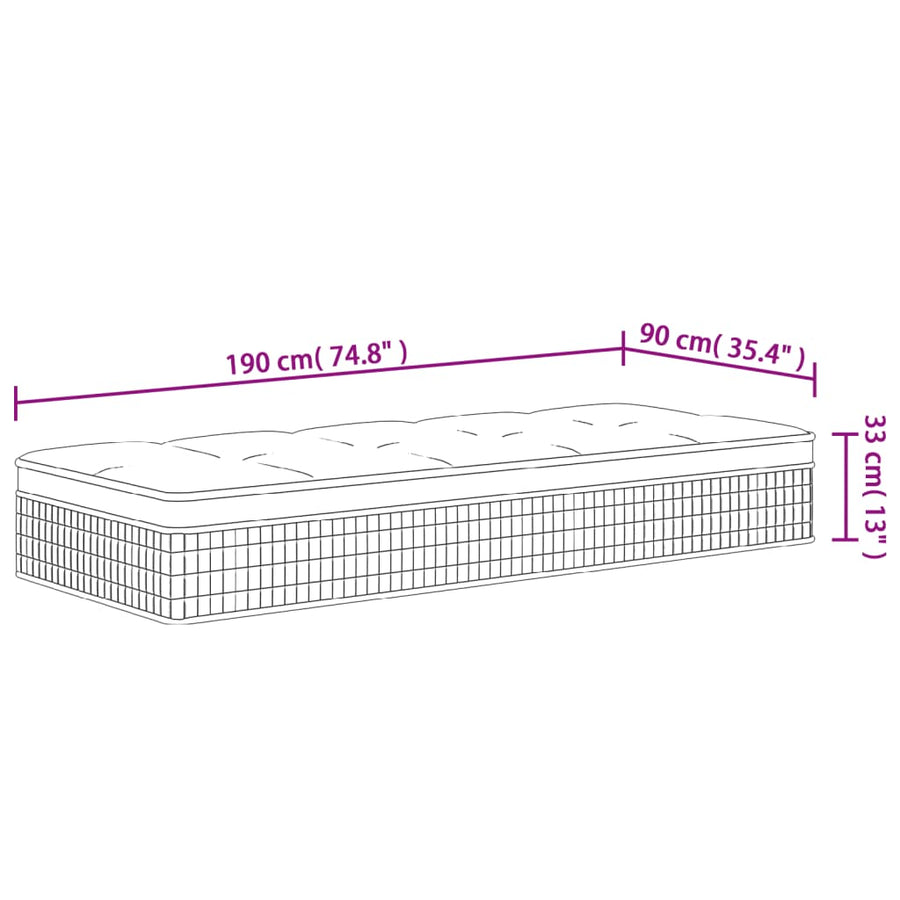 Pocket Spring Mattress Medium Plus 90x190 cm