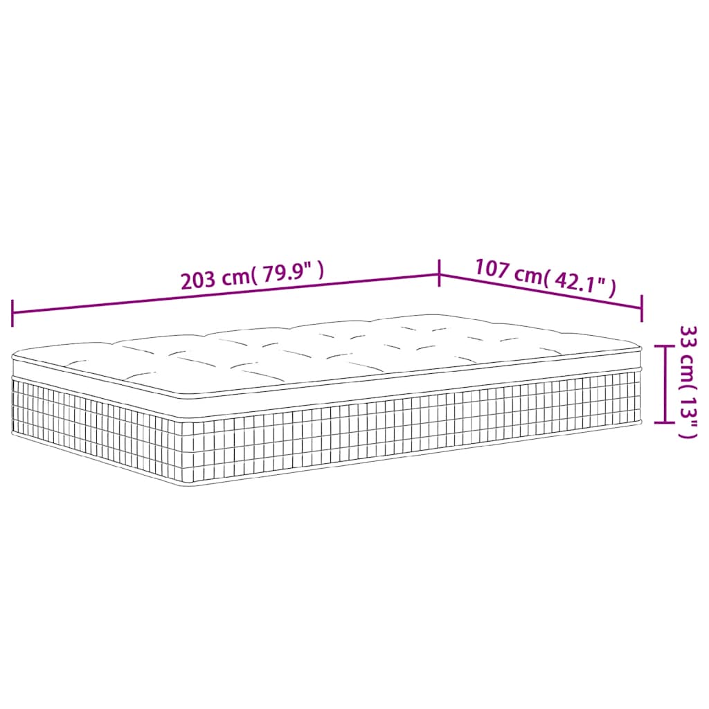 Pocket Spring Mattress Medium Plus 107x203 cm King Single Size