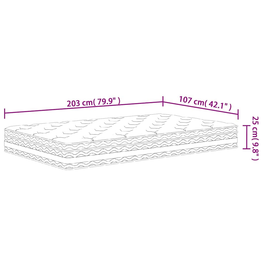 Pocket Spring Mattress Medium 107x203 cm King Single Size