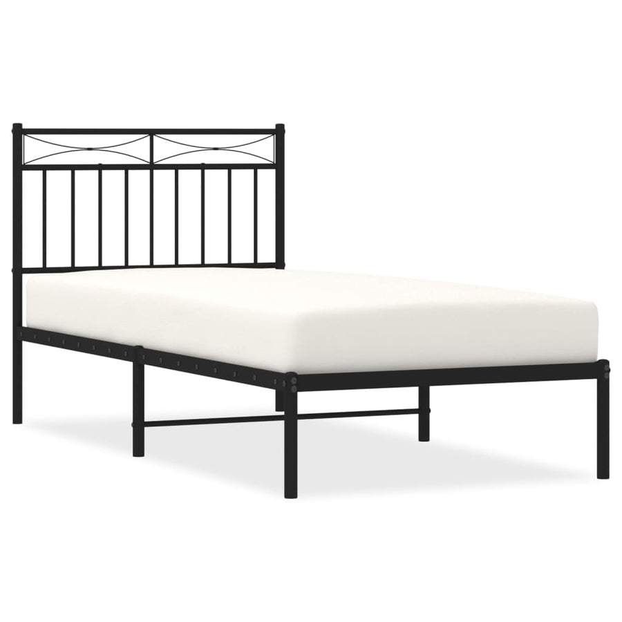 Metal Bed Frame without Mattress with Headboard Black 90x190 cm