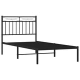 Metal Bed Frame without Mattress with Headboard Black 90x190 cm