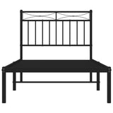 Metal Bed Frame without Mattress with Headboard Black 90x190 cm