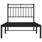 Metal Bed Frame without Mattress with Headboard Black 90x190 cm