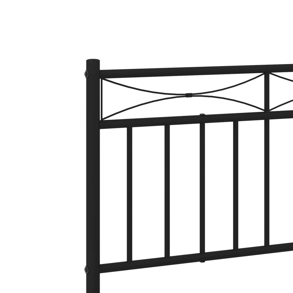 Metal Bed Frame without Mattress with Headboard Black 90x190 cm