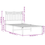 Metal Bed Frame without Mattress with Headboard Black 90x190 cm - Extra Image