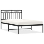 Metal Bed Frame without Mattress with Headboard Black 107x203 cm King Single